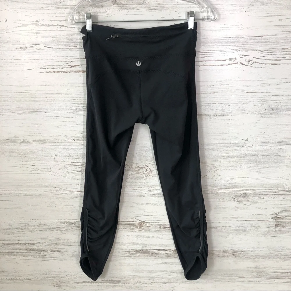 LULULEMON Ruched Running Outdoor Leggings Black 6